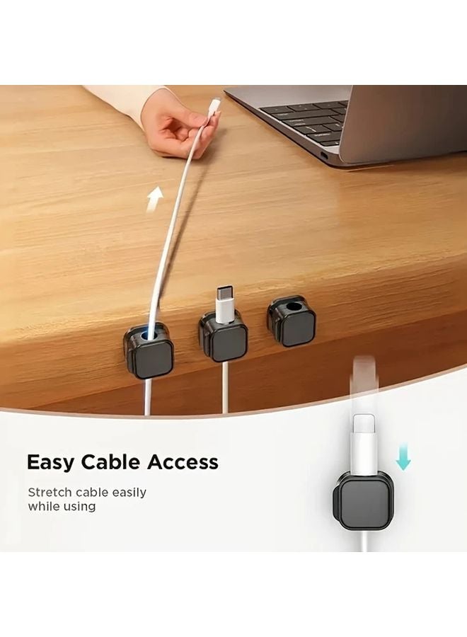 Black Magnetic Cable Organizer 4pcs Adjustable Non Slip Wall Mount For Desk Car Home - Image 2